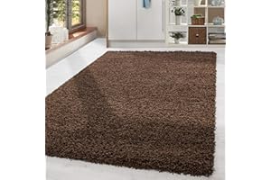 HomebyHome Alfombra Salon Peludo de Pelo Largo Marrón 140x200 cm - Alfombras de Habitacion Sala de Estar Modernas Suave y Esponjoso - Alfombras Dormitorio Moqueta Cocina Infantil Rectangular