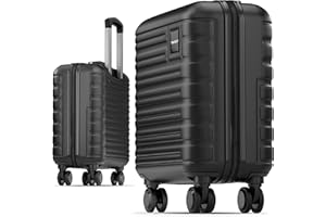 Travely Bagaż podręczny premium 55 x 40 x 20 cm – pasuje do Ryanair, Lufthansa, Eurowings i co. I bagaż podręczny 36 l z delikatnymi rolkami i praktycznym zamkiem TSA, czarny, Handgepäck - 45x36x20cm