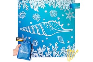 ‎FREEMIND freemind® XXL Strandtuch 2 x 2 m aus Polyester - dünne, Wasserabweisende Stranddecke ohne Polsterung - Ultra kompakt, sandfrei, windfest - Mini Pocket Blanket - mit Tragebeutel, 4 Heringe, Karabiner