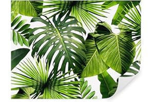 GENERIC Tapeko - Carta da parati jungle, tropicali, fotomurali premium 400x280 cm, stile 3D giungla, tropici, palme, foglie, alberi, pietra, carta da parati 3d per camera letto, soggiorno, verde u08189