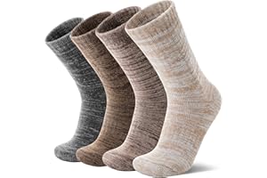 MOSEY KOSY 4 Pares de Calcetines de Lana Merino para Caminar y Senderismo Cálidos Extra Grosos Térmicos Cómodos con Corte Alto para Trabajo para Mujer y Hombre