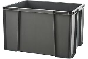 SUNDIS Master Box, bac de rangement 75L en plastique recyclé, robuste et renforcé, parois droites, superposable et combinable, idéal pour l’atelier, le bricolage ou le transport