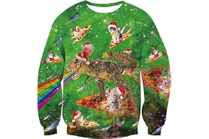 TUONROAD Unsiex Ugly Christmas Jumper Sweatshirts 3D Printed Long Sleeve Funny Xmas Elf Sweater S-3XL