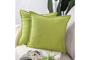 Madizz 2 Pezzi Federe Corto Ciniglia Copricuscini Morbido Decorativo Fodere per Cuscino Lusso Stile per Divano Camera da Letto Letto Verde Quadrate 50x50 cm