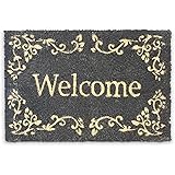 Relaxdays Fußmatte Kokos WELCOME 40 x 60 cm Fußabtreter aus Kokosfaser Kokosmatte mit rutschfestem PVC Bodem als Schmutzfangm