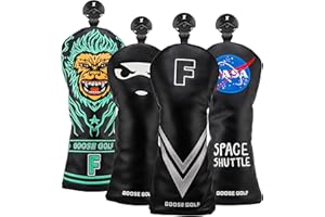 GOOSE GOLF Copri mazze da golf per Driver Legni e Ibridi – Compatibili con tutte le marche Chiusura elastica – Coperture premium – Cappucci con interno morbido e rotella di identificazione – Proteggono le mazze