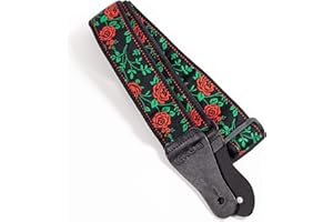 KLIQ MUSIC GEAR KLIQ Sangle de guitare vintage tissée pour guitare acoustique et électrique | Style Hootenanny jacquard des années 60 | 2 verrous de sangle en caoutchouc inclus