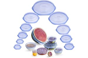 MONIX 10 Tapas de Silicona Reutilizables para Alimentos, Flexibles, Duraderas y Adaptables a Varias Formas