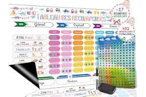 Brute Strength - Planificateur hebdomadaire magnétique effaçable, français, Tableau de récompenses magnétique pour jusqu'à TROIS enfants Tableau solide, 42 x 29 cm