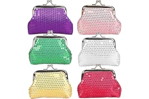 BIGKASI 6 Pezzi Mini Borsa con Paillettes Portamonete Portafoglio portamonete, con paillettes per Regalo di compleanno per ragazze e amanti (6 colori)