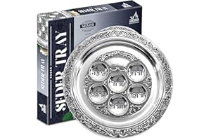 Silver Plated Passover Seder Plate - Traditional Judaica Passover Seder Plate - (12" Diameter) By Ner Mitzvah