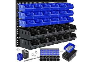 Masko® Étagère Murale, boîtes empilables, boîtes de Rangement Visibles, étagère inclinable, étagère connectable, 32 pièces - Noir/Bleu