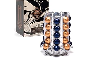 Peak Coffee Soporte para cápsulas Nespresso Vertuo Vertuoline, para 70 cápsulas Nespresso Vertuo Vertuoline, 40 exhibidas en el exterior con 30 carrusel interior, organizador de almacenamiento de