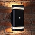 Auraglow Dusk Till Dawn Sensor Double Up & Down Outdoor Wall Security Light - Black - Warm White