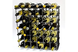 Cranville wine racks Classic Madera Manchado Negro 42 Botella y galvanizado Estante del Vino del Metal Listo ensamblados