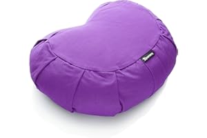 BODYMATE Cojín de Yoga Media Luna 42 cm Largo 30 cm Ancho 15 cm Alto | Relleno de cáscaras de Trigo sarraceno | Funda extragruesa y Lavable en Lavadora de algodón 100% | Cojín de meditación