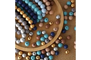 HERZWILD 500pcs bunte holzperlen zum auffädeln10mm rund holzperle farbig bastelnperlen f. DIY schmuck Herstellung (bunt-10mm)