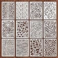 Jeffdad 12 Pcs Stencils for Crafts Reusable, Texture Stencils for Painting, Layering Drawing Templates Painting on Card Making Canvas DIY Crafts Furniture Paper(8.27 x 5.9 Inch)