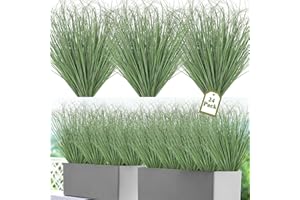 UXORSN 24 Pezzi Piante Artificiali da Esterno 50 cm Erba Finta All'aperto Resistente ai Raggi UV Arbusti Finte Erba di Grano Pianta Artificiale per Giardino Ufficio Domestica Decor, Verde Chiaro