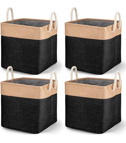 Bureau Nachtkastje Organisatie Sea Team 4.5L Mini Size Jute Panier De Stockage 4pcs Boîte Carrée Vierkante Opbergdoos 20x16x15 Cm