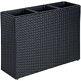 ESTEXO Pflanzkübel Blumentopf Poly Rattan Blumenkübel Hochbeet Übertopf Gartenmöbel (Schwarz)