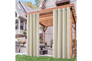 Deconovo Tende da Sole per Esterno con Anelli – Tenda Oscurante Termica e Idrorepellente per Gazebo, Balcone, Patio e Soggiorno, 2 Pezzi 140x270 CM, Beige Chiaro