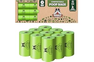 POGI'S PET SUPPLIES Pogi's Poop Bags - Bolsas Compostables para excremento de Perro - 9 Rollos (135 Bolsas) - Impermeable, Vegetal, Bolsas Compostables para Residuos de Perros con Certificación ASTM D6400