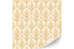 TEXTURKONTOR 3 fogli di carta da parati autoadesiva per case delle bambole in scala 1:12, carta da parati moderna Art Deco (Golden Damast)
