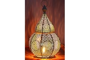 MARRAKESCH Farol portavelas Oriental de Metal - Candelabro para el jardín - Decorativo para la Mesa - Anaram Gris - transmite Buen Ambiente - Pasa un Buen rato en el jardín