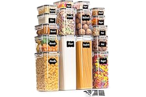 GoMaihe Pojemniki na zapasy, zestaw 16 sztuk, hermetyczne pojemniki z tworzywa sztucznego, z pokrywką, słoiki do przechowywania makaronu, musli, ryżu, mąki i karmy dla zwierząt domowych