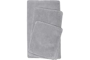 ‎HOMIE LIVING Homie Living Badteppich, Badematte kuscheliger Flauschiger weicher Flor l rutschfest und Waschbar Porto Azzurro (55 x 65 cm, Silber Grau)