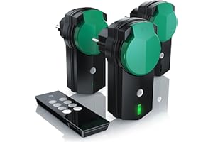 CSL-COMPUTER CSL - Outdoor Funksteckdosen Set 3 1 - für den Außenbereich - 3x Funkschalter-Steckdosen inkl. Fernbedieung - LED-Statusanzeige - integrierter erhöhter Berührungsschutz - 3680W - IPX4
