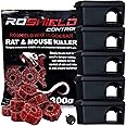 ROSHIELD 5 Black Mouse Tamper-Resistant Locakable Bait Boxes & 15 Killer Poison Wax Blocks | Mice Control Kit for Homes & Buildings (1 x 300g)
