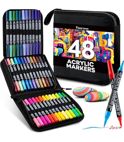 Mzh Art 72 Kleuren Dual Tip Acryl Verf Pennen, Premium Markers Met Dubbele Punt Voor Hout, Rock Painting, Glas, Canvas, Steen, DIY Ambachten En Kunstbenodigdheden