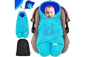 KIDIZ® Baby Swaddling Blanket Winter with Hood + Pocket Baby Swaddling Blanket Universal for Baby Seat, Car Seat, e.g. for Maxi-Cosi, Römer for Buggy, Baby Cot, Pram & All Belt Systems 3 & 5-Point
