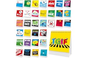 GETHELUD Cartello da scrivania divertente da 40 pagine, libro a fogli mobili da scrivania 34 diversi messaggi divertenti e ribaltabili più 6 pagine biglietti vuoti cancellabili per regali da ufficio Accessori