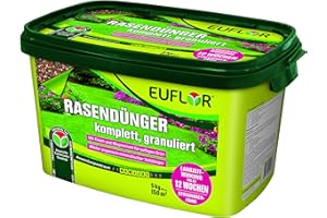 Euflor Rasendünger 5kg granuliert•milder Organisch-mineralischer Spezial-Dünger 10+4+5 mit 2% MgO und 1% wasserlöslichem Eisen•Granulat zur Bodenverbesserung•Beseitigt Nährstoffmängel