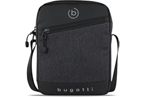 bugatti Universum Umhängetasche für Herren, kleine schwarze Schultertasche, Mini Messenger Bag