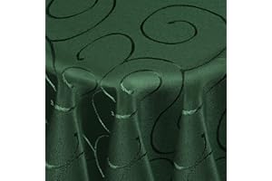 ‎DECOHOMETEXTIL Kringel/Circle Tafeldecke Form, Größe & Farbe wählbar- Rund 160 cm - Dunkelgrün Damast Tischdecke