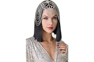 BABEYOND Bandeau Cristal Charleston Femme-Coiffe Vintage avec Strass des Années 1920 Bijoux de Tête en Chaînes Accessoires Gatsby,Doré