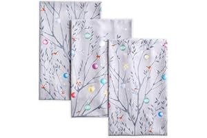 Maison d' Hermine Kitchen Towels Set of 3 100% Cotton 70 CM x 50 CM Reusable Cloth Tea Dish Towels Absorbent with Hanging Loop for Kitchen Dining Christmas Decorations (Fairy Christmas)