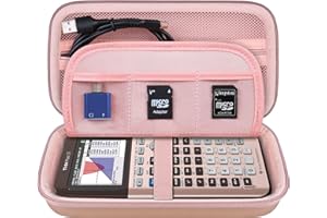 Elonbo Texas Instruments TI-84 Plus CE/TI-84 Plus/TI-83 Plus CE/Casio fx-9750GII Maleta de Calculadora gráfica de Color, Bolsillo Extra de Malla para Cables de Carga, Oro Rosa