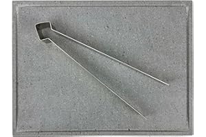 VULCAN INOX Vulcaninox | Piastra in pietra lavica refrattaria dell'etna con pinza in acciaio inox | Barbecue, forno | MADE IN ITALY (40x30x2)