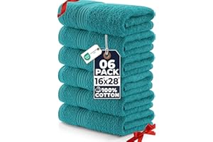 Utopia Towels - Toallas de Mano Grandes de algodón multipropósito para baño, Manos, Cara, Gimnasio y SPA - Dimensiones 41 cm x 71 cm - Paquete de 6 (Turquesa)