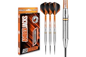 RED DRAGON Amberjack Tungsten Darts Set with Darts Flights & Dart Stems (Shafts) – Professional 90% Tungsten Premium Darts Set – Available in 22g, 23g, 24g, 25g, 26g, 27g, 28g, 30g