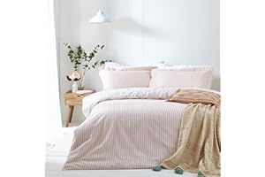 The Linen Yard Hebden Double Duvet Cover Set, Cotton, Blush, Pink (HEBDEN/D02/BLS)