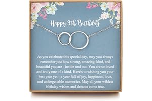 MUSIER PARIS Sweet 9th Birthday Necklace for Girls, Sterling Silver 2 Ring Birthday Jewelry