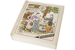 Mlesna Tea for Me Collection, Tè di Ceylon Assortiti, 90 Filtri in Bustine Singole, 9 Varietà, Scatola Regalo in Legno, Tè Puro con Aromi Naturali