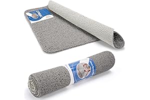 Dikots Soft Shower Bath Mat - Non Slip, Anti Mould 60 x 40 cm - Grey Loofah Style PVC Mat for Inside Shower - Washable, Quick Drying, Suitable for Wet Surfaces