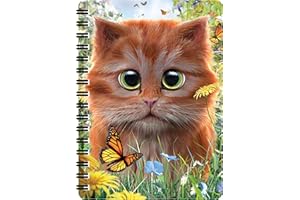 3D LiveLife Quaderno - Gatto Rosso di Deluxebase. Quadernino A6 Spiralato Lenticolare in 3D con Gatto, con fogli bianchi in carta riciclata. Opera d'arte del celebre artista David Penfound